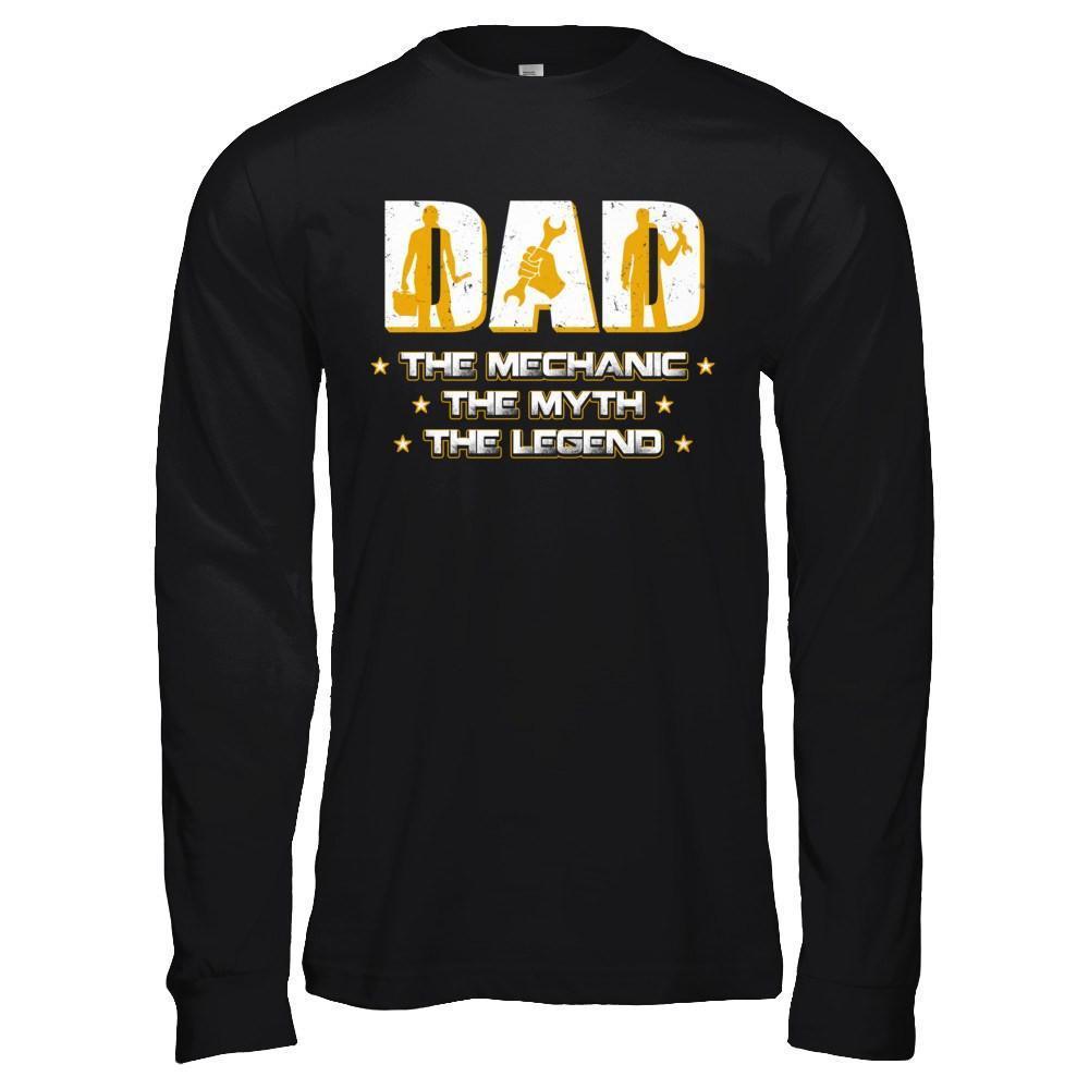 Dad The Mechanic The Myth The Legend-T-Shirt & Hoodie-Long Sleeve T-Shirt-Black