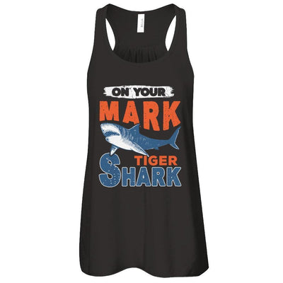 On Your Mark Tiger Shark Distressed-T-Shirt & Tank Top-Women's Flowy Racerback Tank-Black