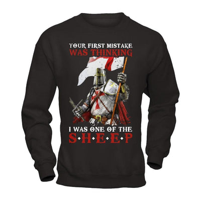 Knight Templar Your First Mistake Was Thinking I Was One Of The Sheep-T-Shirt & Hoodie-Crewneck Sweatshirt-Black