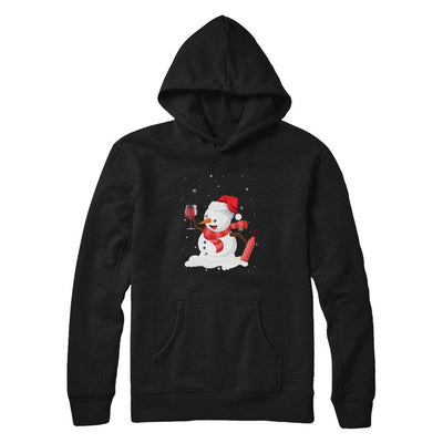 Snowman Wine Drinking Wine Lovers Christmas Gift-T-Shirt & Sweatshirt-Pullover Hoodie-Black