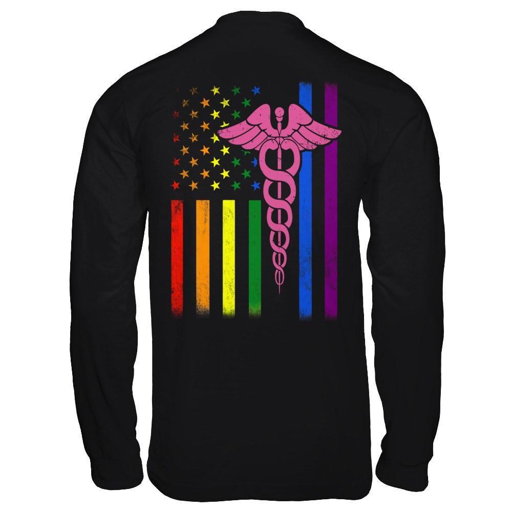 Nurse Rainbow Lgbt Flag Pride Lesbian Gay Super Stronger-T-Shirt & Hoodie-Long Sleeve T-Shirt-Black