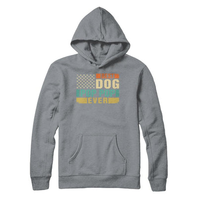 Vintage Retro BEST DOG POP POP EVER American Flag Fathers Day-T-Shirt & Hoodie-Pullover Hoodie-Light Steel