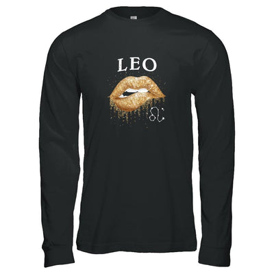 Leo Zodiac July August Birthday Gift Golden Lipstick-T-Shirt & Tank Top-Long Sleeve T-Shirt-Black