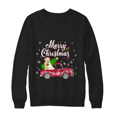 Labrador Retriever Rides Red Truck Christmas Pajama-T-Shirt & Sweatshirt-Crewneck Sweatshirt-Black