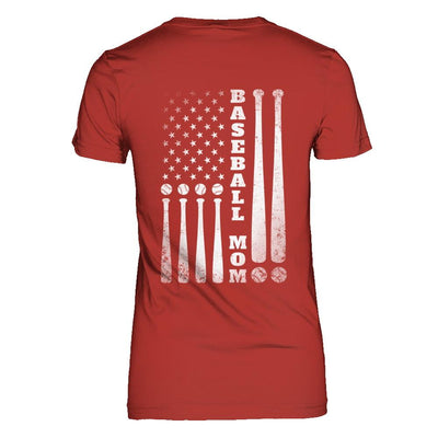 American Flag Vintage Baseball Mom Mother's Day-T-Shirt & Hoodie-Women's T-Shirt-Red