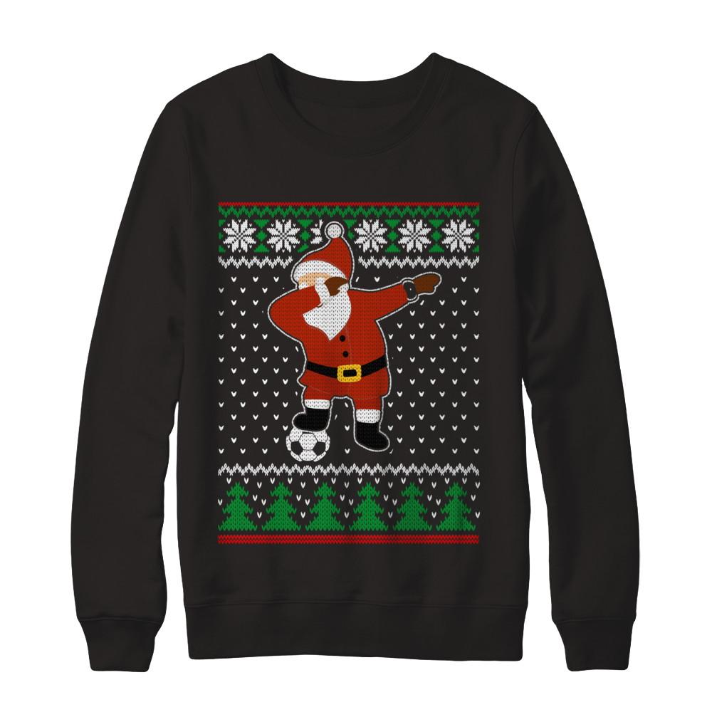 Dabbing Santa Soccer Ugly Sweater Christmas-T-Shirt & Sweatshirt-Crewneck Sweatshirt-Black