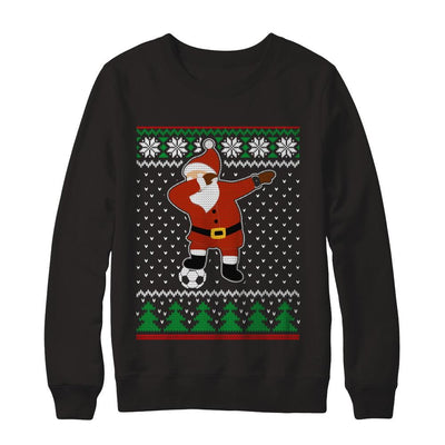 Dabbing Santa Soccer Ugly Sweater Christmas-T-Shirt & Sweatshirt-Crewneck Sweatshirt-Black