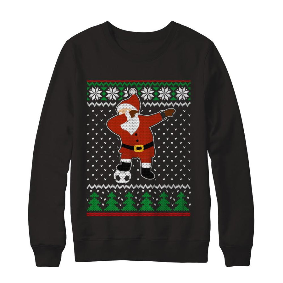 Dabbing Santa Soccer Ugly Sweater Christmas-T-Shirt & Sweatshirt-Crewneck Sweatshirt-Black