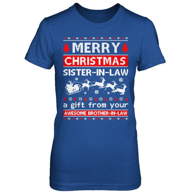 Merry Christmas Sister-In-Law A Gift From Your Brother-In-Law Sweater-T-Shirt & Sweatshirt-Women's T-Shirt-Royal