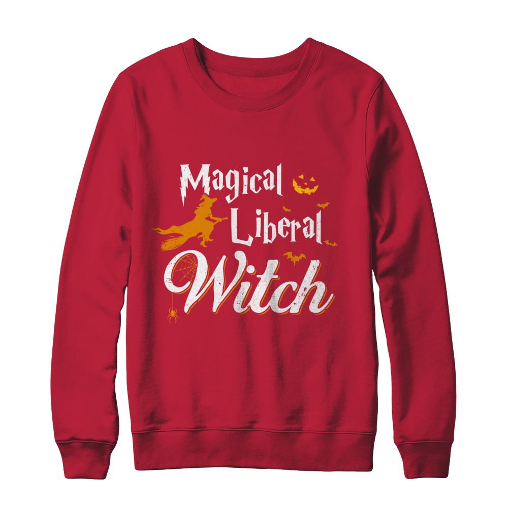 Magical Liberal Witch Happy Halloween-T-Shirt & Sweatshirt-Crewneck Sweatshirt-Red