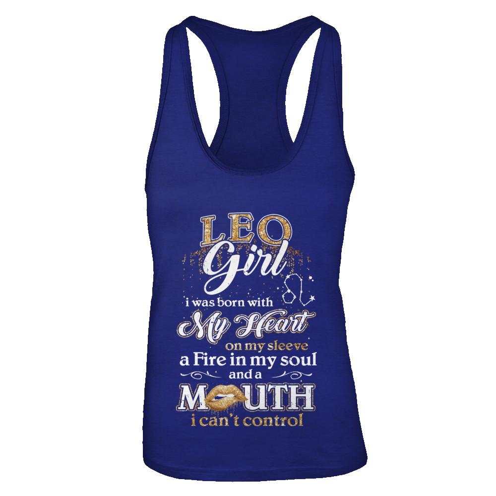 I'm A Leo Girl Lipstick July August Funny Zodiac Birthday-T-Shirt & Tank Top-Women's Ideal Racerback Tank-Royal