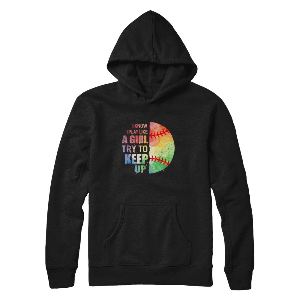 Yeah I Play Like A Girl Baseball Girl-T-Shirt & Hoodie-Pullover Hoodie-Black