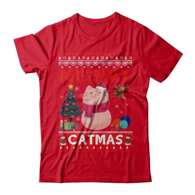 Meowy Catmas Ugly Sweater Cat Christmas-T-Shirt & Sweatshirt-Premium T-Shirt-Red