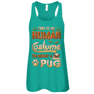 Dog Halloween My Human Costume I'm Really A Pug-T-Shirt & Tank Top-Women's Flowy Racerback Tank-Kelly