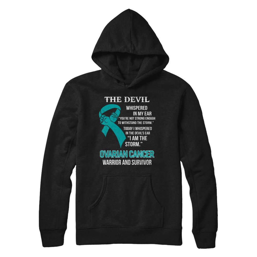 I Am The Storm Support Ovarian Cancer Warrior Survivor-T-Shirt & Hoodie-Pullover Hoodie-Black