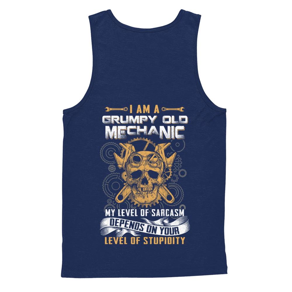 I'm A Grumpy Old Mechanic My Level Of Sarcasm-T-Shirt & Hoodie-Unisex Tank-Navy