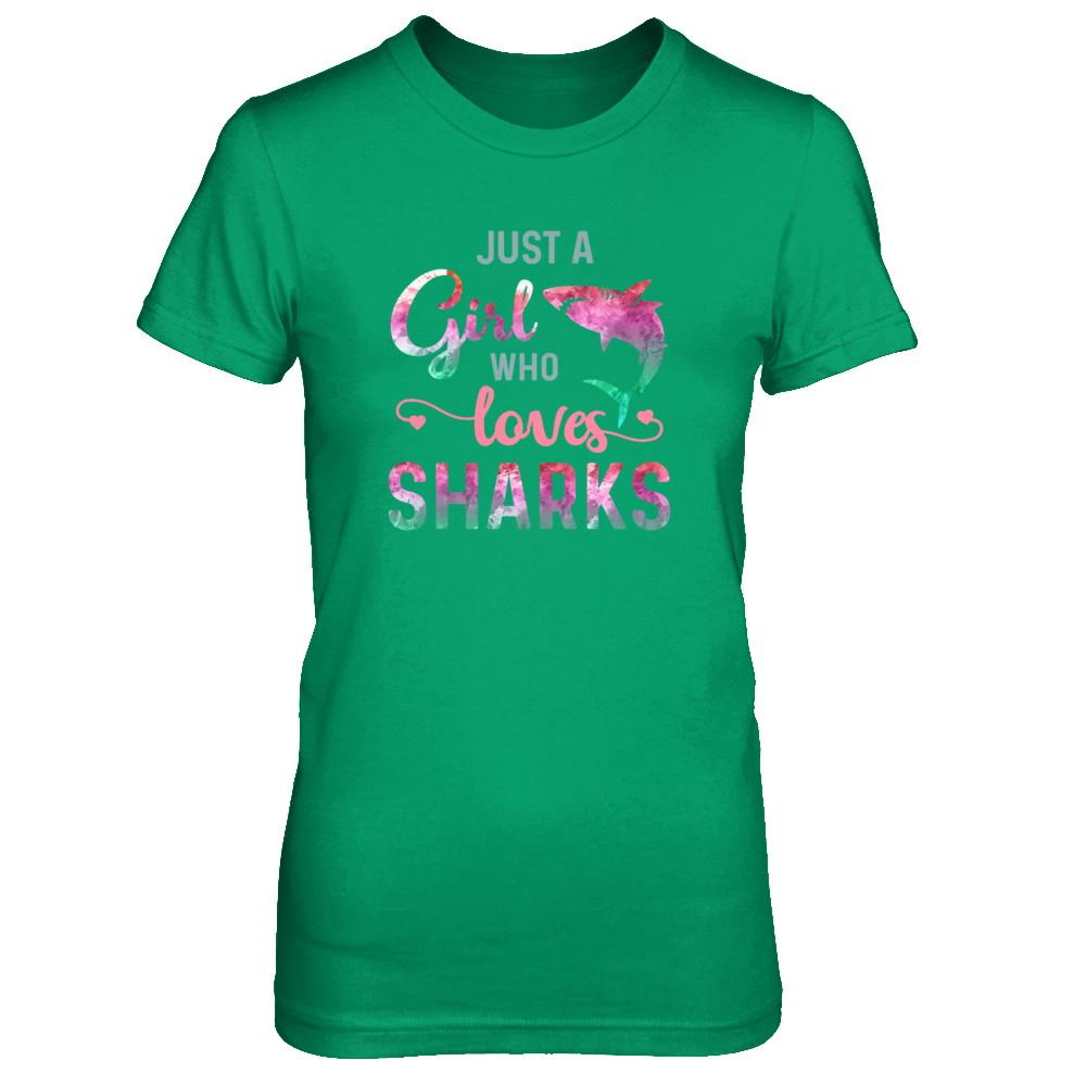 Just A Girl Who Loves Sharks Shark Lover-T-Shirt & Tank Top-Women's T-Shirt-Irish Green
