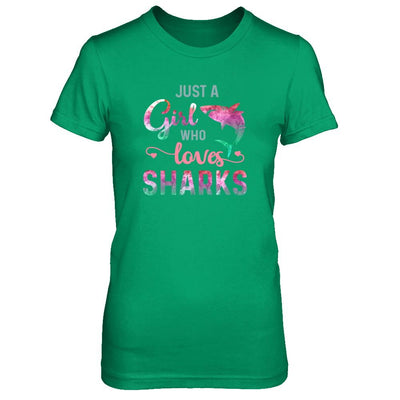 Just A Girl Who Loves Sharks Shark Lover-T-Shirt & Tank Top-Women's T-Shirt-Irish Green