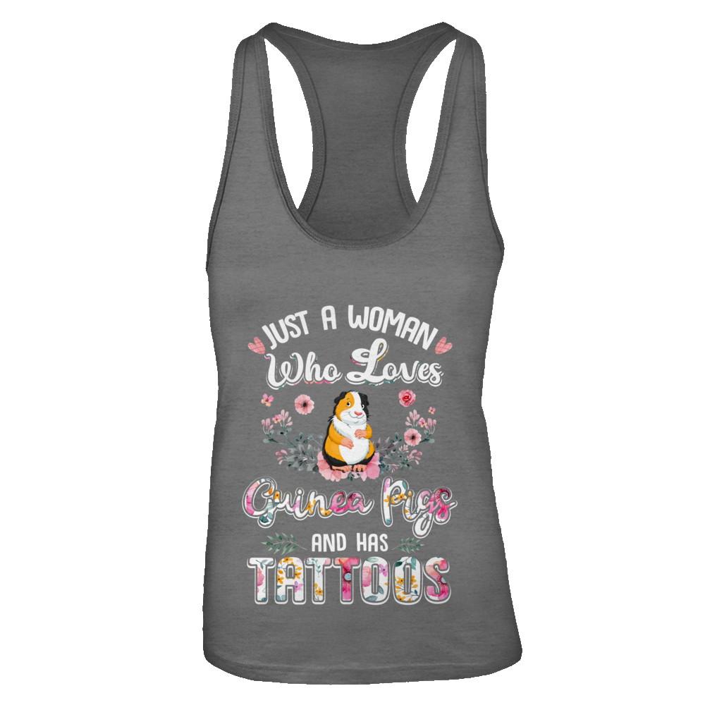 Just A Woman Who Loves Guinea Pigs And Has Tattoos-T-Shirt & Tank Top-Women's Ideal Racerback Tank-Dark Grey
