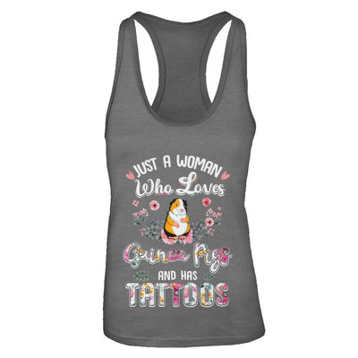 Just A Woman Who Loves Guinea Pigs And Has Tattoos-T-Shirt & Tank Top-Women's Ideal Racerback Tank-Dark Grey