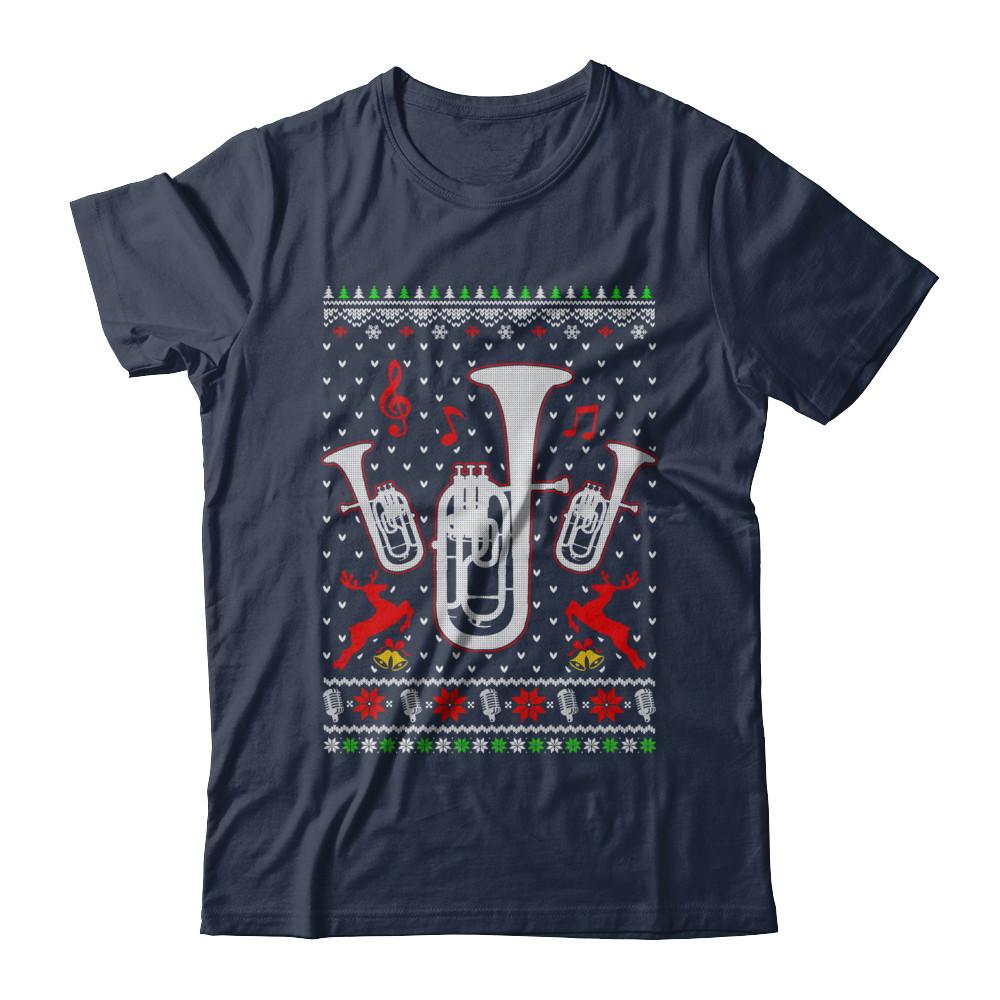 Santa Euphonium Ugly Christmas Sweater Gifts-T-Shirt & Sweatshirt-Classic T-Shirt-Navy