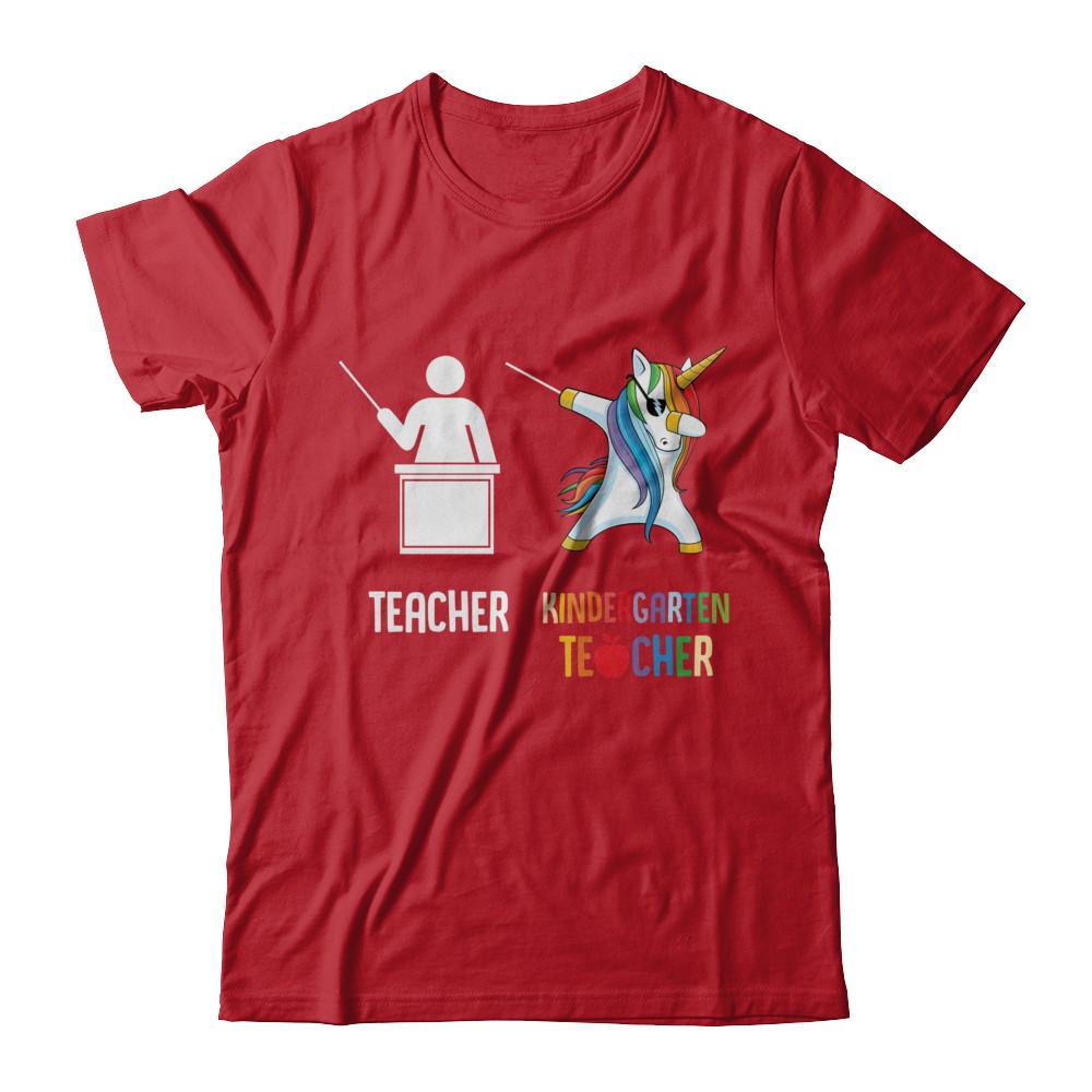 Dabbing Unicorn Kindergarten Teacher Funny Gifts Dab-T-Shirt & Hoodie-Classic T-Shirt-Red