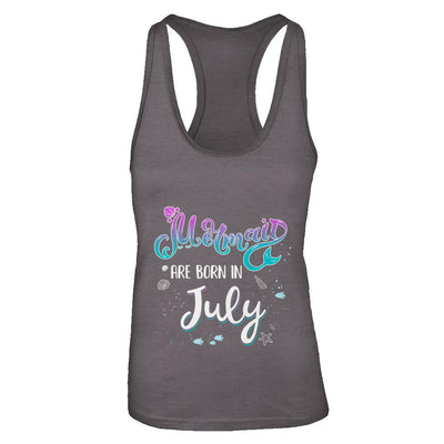 Mermaids Are Born In July Birthday Girl Gift-T-Shirt & Tank Top-Women's Ideal Racerback Tank-Dark Grey
