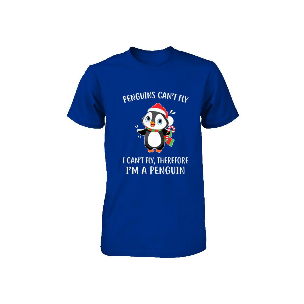Funny Penguin I Can't Fly Christmas Gift Youth-Youth Shirt-