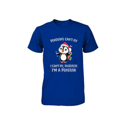 Funny Penguin I Can't Fly Christmas Gift Youth-Youth Shirt-