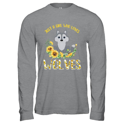 Just A Girl Who Loves Wolves And Sunflowers-T-Shirt & Hoodie-Long Sleeve T-Shirt-Sport Grey