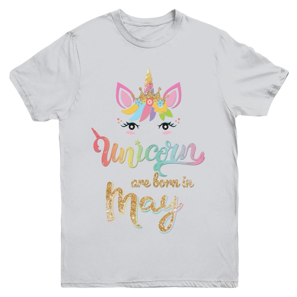 Cute Unicorns Are Born In May Birthday Gift Youth-Youth Shirt-Youth T-Shirt-Sport Grey