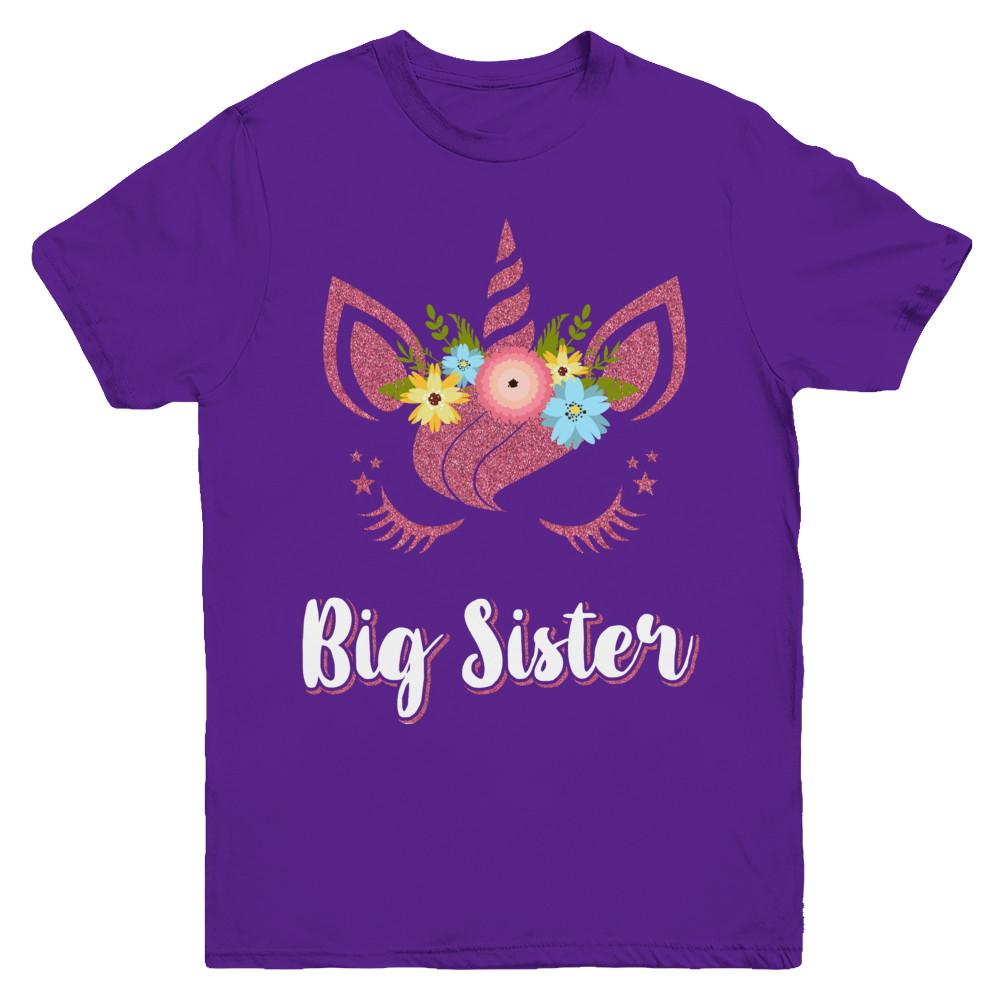 Unicorn Big Sister I'm Going To Be A Big Sister Youth-Youth Shirt-Youth T-Shirt-Purple