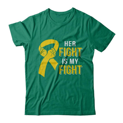 Her Fight Is My Fight Childhood Cancer Yellow Ribbon-T-Shirt & Hoodie-Classic T-Shirt-Kelly Green