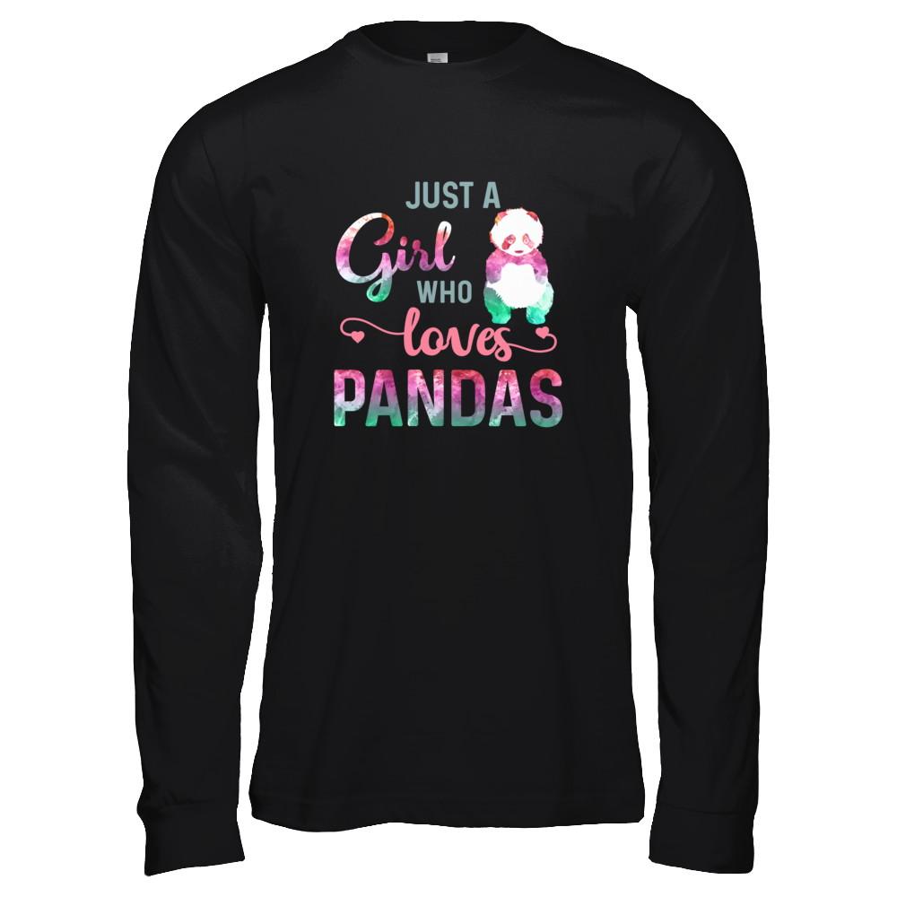 Just A Girl Who Loves Pandas Panda Lover-T-Shirt & Tank Top-Long Sleeve T-Shirt-Black