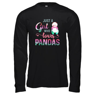 Just A Girl Who Loves Pandas Panda Lover-T-Shirt & Tank Top-Long Sleeve T-Shirt-Black