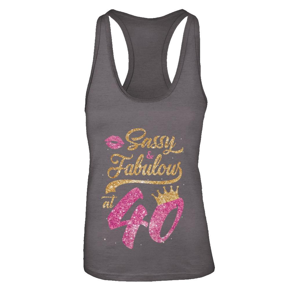 Sassy And Fabulous At 40th 1981 Birthday Gift-T-Shirt & Tank Top-Women's Ideal Racerback Tank-Dark Grey