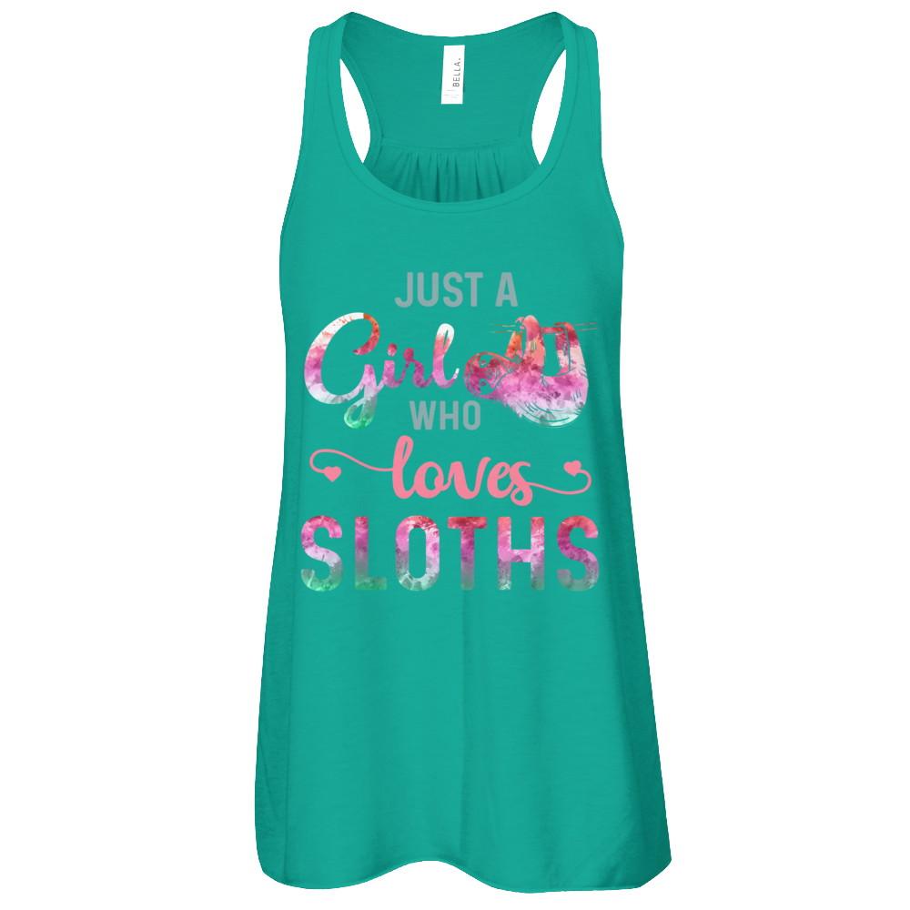 Just A Girl Who Loves Sloths Sloth Lover-T-Shirt & Tank Top-Women's Flowy Racerback Tank-Kelly