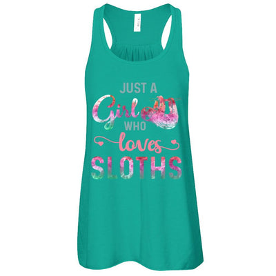 Just A Girl Who Loves Sloths Sloth Lover-T-Shirt & Tank Top-Women's Flowy Racerback Tank-Kelly