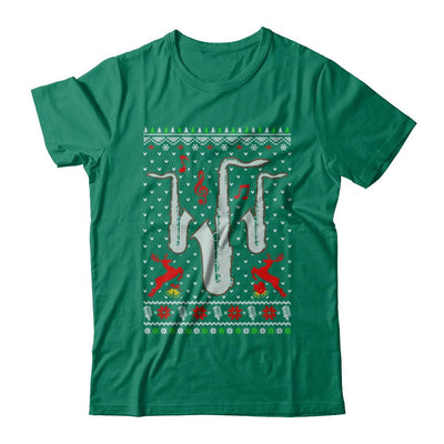 Santa Saxophone Ugly Christmas Sweater Gifts-T-Shirt & Sweatshirt-Classic T-Shirt-Kelly Green