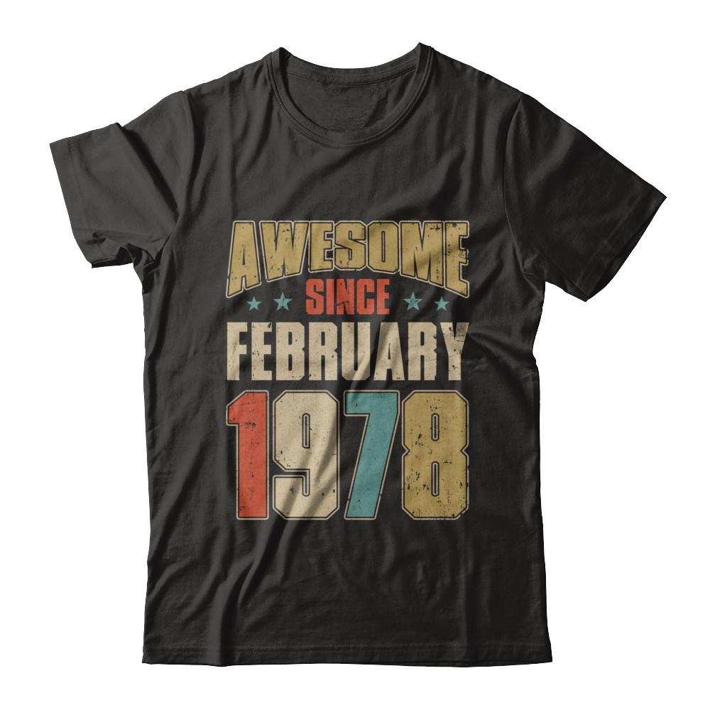 Vintage Retro Awesome Since February 1978 43th Birthday-T-Shirt & Hoodie-Premium T-Shirt-Black