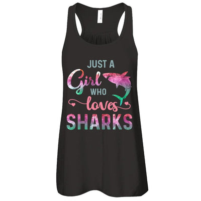 Just A Girl Who Loves Sharks Shark Lover-T-Shirt & Tank Top-Women's Flowy Racerback Tank-Black