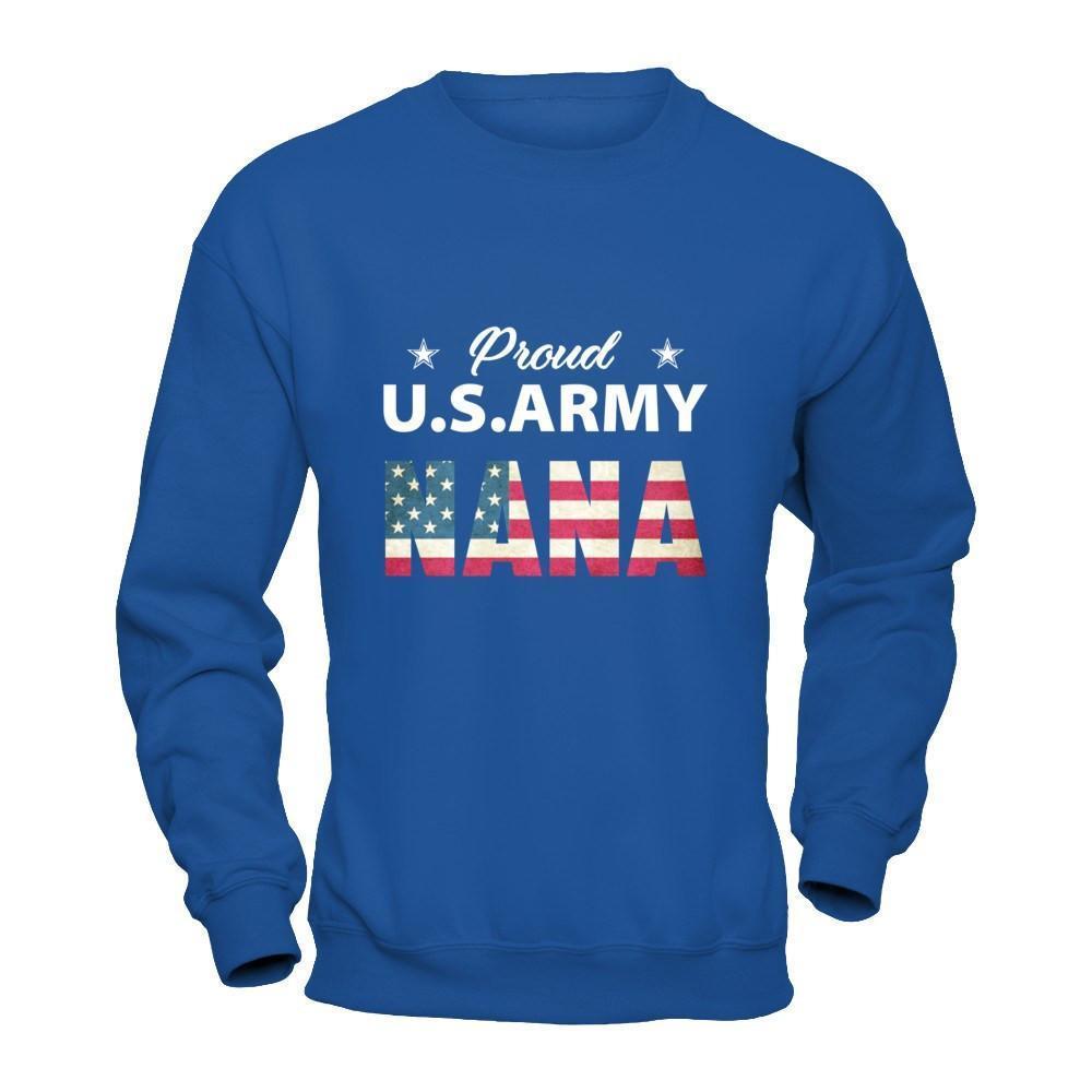 Proud Us Army Nana-T-Shirt & Hoodie-Crewneck Sweatshirt-Royal