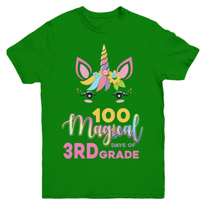 100 Magical Days Of 3Rd Grade School Unicorn Girl Gift Youth-Youth Shirt-Youth T-Shirt-Irish Green
