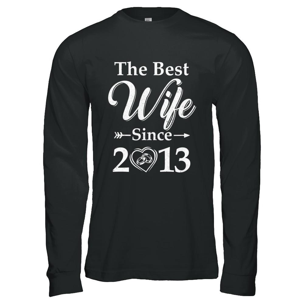 8th Married Together Anniversary Since 2013 Husband Wife-T-Shirt & Hoodie-Long Sleeve T-Shirt-Black