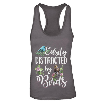Easily Distracted By Birds-T-Shirt & Tank Top-Women's Ideal Racerback Tank-Dark Grey