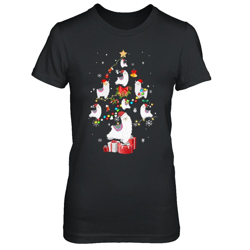 Llama Christmas Tree Decor Xmas Gift-T-Shirt & Sweatshirt-Women's T-Shirt-Black