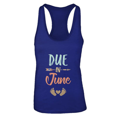Due Date June 2021 Announcement Mommy Bump Pregnancy-T-Shirt & Tank Top-Women's Ideal Racerback Tank-Royal