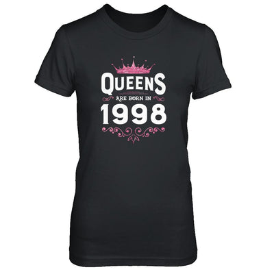 Queens Are Born In 1998 Birthday Gift-T-Shirt & Tank Top-Women's T-Shirt-Black