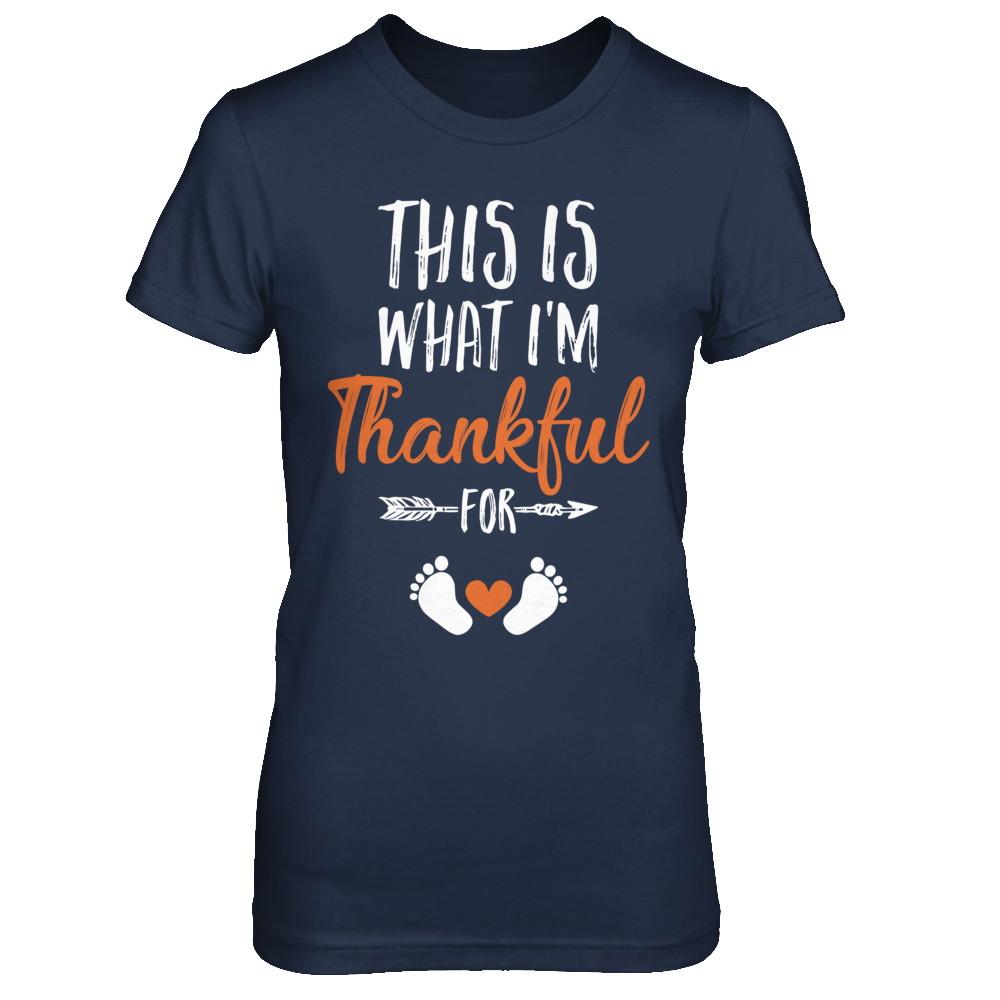 What I'm Thankful Pregnancy Announcement Thanksgiving-T-Shirt & Sweatshirt-Women's T-Shirt-Navy