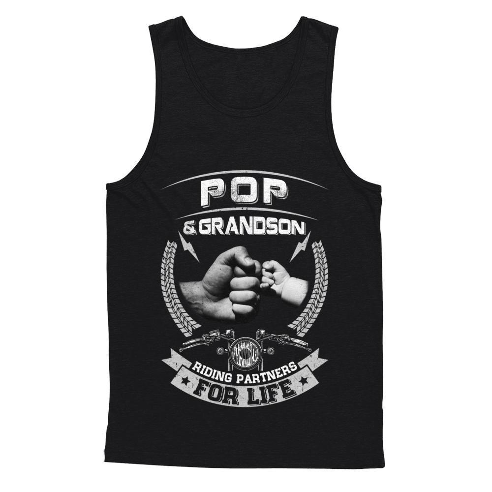 Motocross Pop And Grandson Riding Partners For Life-T-Shirt & Hoodie-Unisex Tank-Black